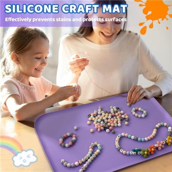 Silicone Art Mats for Kids, Silicone Craft Mat with Lip to Keep Clean, 24"x16" - Picture 6 of 7